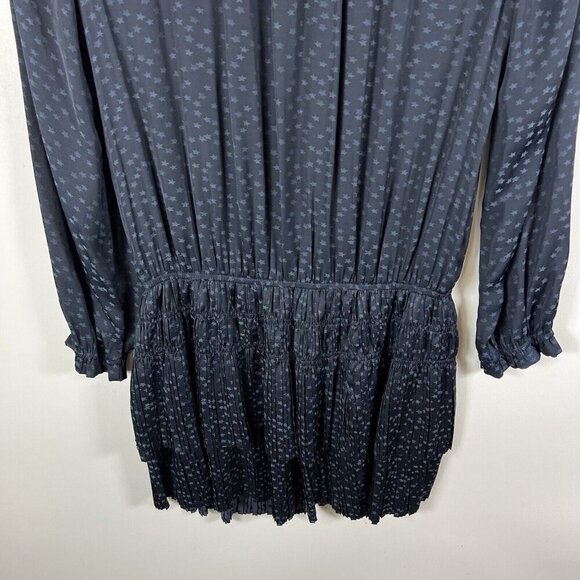 Current Air Anthropologie Blue Star Print Micro Pleat Tiered Dress Size Small - Picture 10 of 10